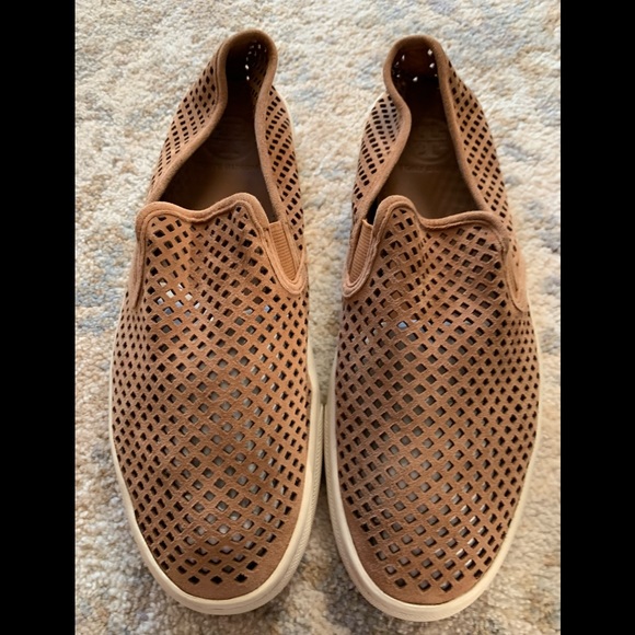 Tory Burch Shoes - Tory Burch JESSE tan/cognac perforated slip on sneakers. Size 9 1/2. EUC.